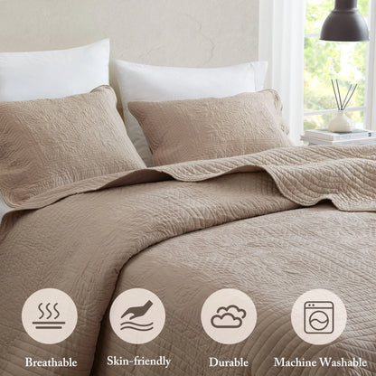 Madison Park Marino 3 Piece Reversible Scalloped Edge Quilt Set