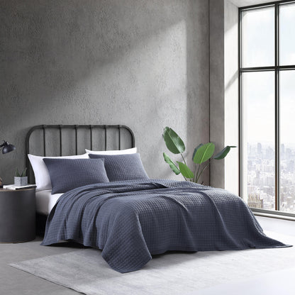 City Scene Cloud Solid Charcoal Quilt Set