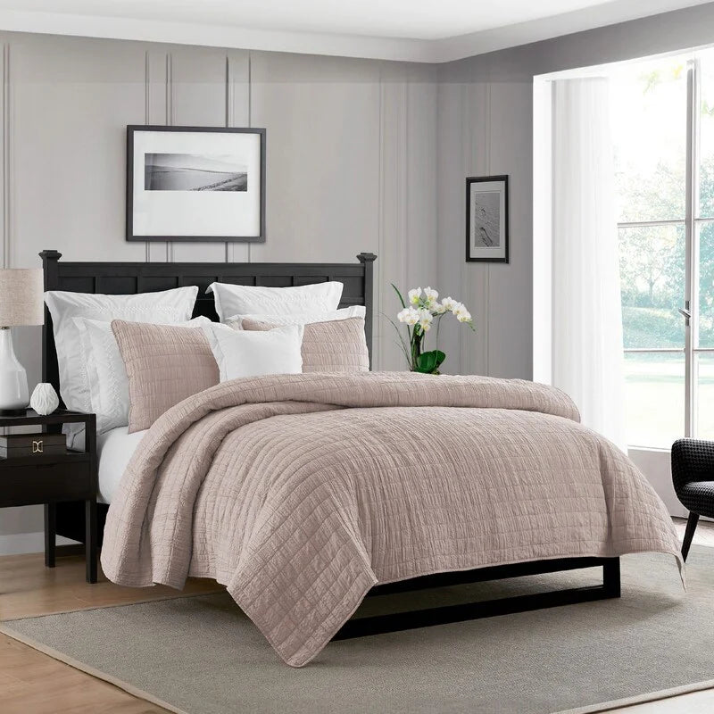 Swift Home Crinkle Enzyme Wash Oversized Coverlet/Bedspread Quilt Sets