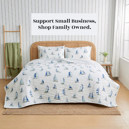 Linery & Co. Nautical Printed Reversible Quilt Set