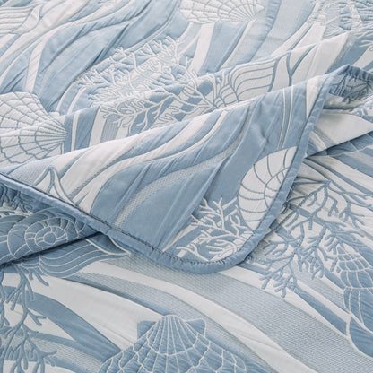 Greenland Home Coastal Paradise Jacquard Woven Reversible Matelassé Coverlet Set