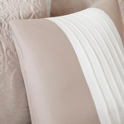 Madison Park Stanton Reversible 5-piece Textured Bedspread Quilt Set with Matching Shams and Embroider Pleated Throw Pillows