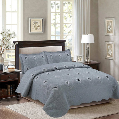 Porch & Den Heceta Embroidered 3-piece Bed Coverlet Set