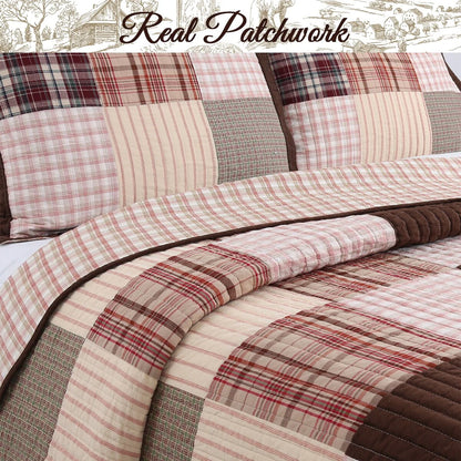Cozy Line Brody Plaid Patchwork Reversible Quilt Bedding Set