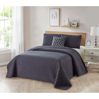 Bibb Home 4 Piece Solid Quilt Set with Cushion