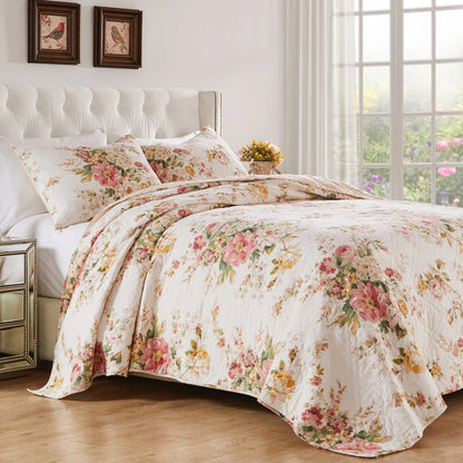 Greenland Home Fashions Grace Traditional Farmhouse Floral Quilt Set