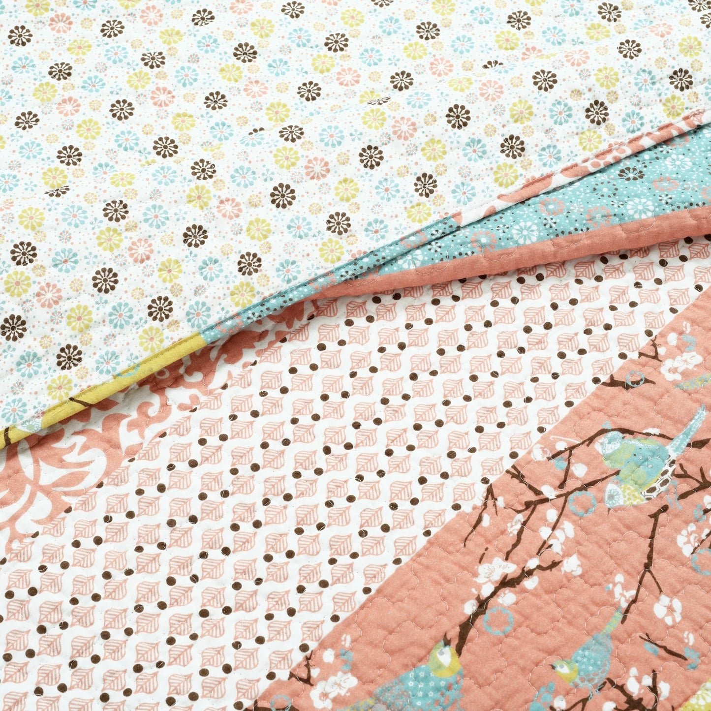 The Curated Nomad La Boheme Floral Cottage 3-piece Striped Quilt Set