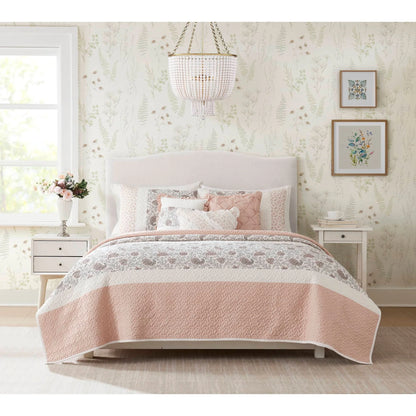 Madison Park Vanessa 6 Piece Cotton Percale Quilt Set with Throw Pillows