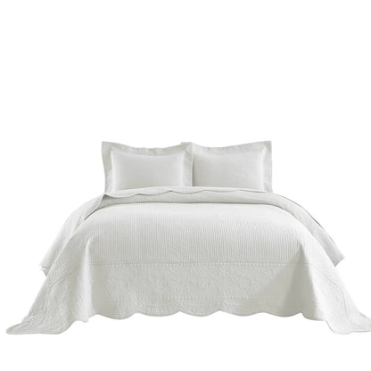 MarCielo 3 Piece Embroidered 100% Cotton Oversized Quilt Bedspread Set TG