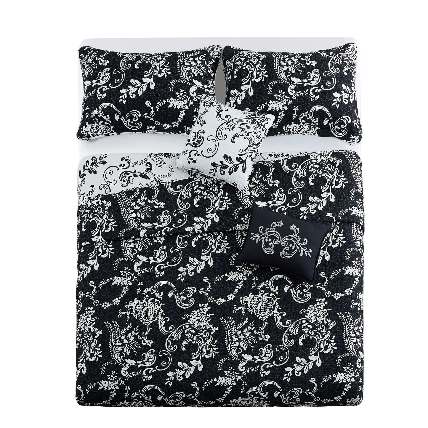 Serenta 5 Piece Printed Microfiber LA Boheme Quilt Set