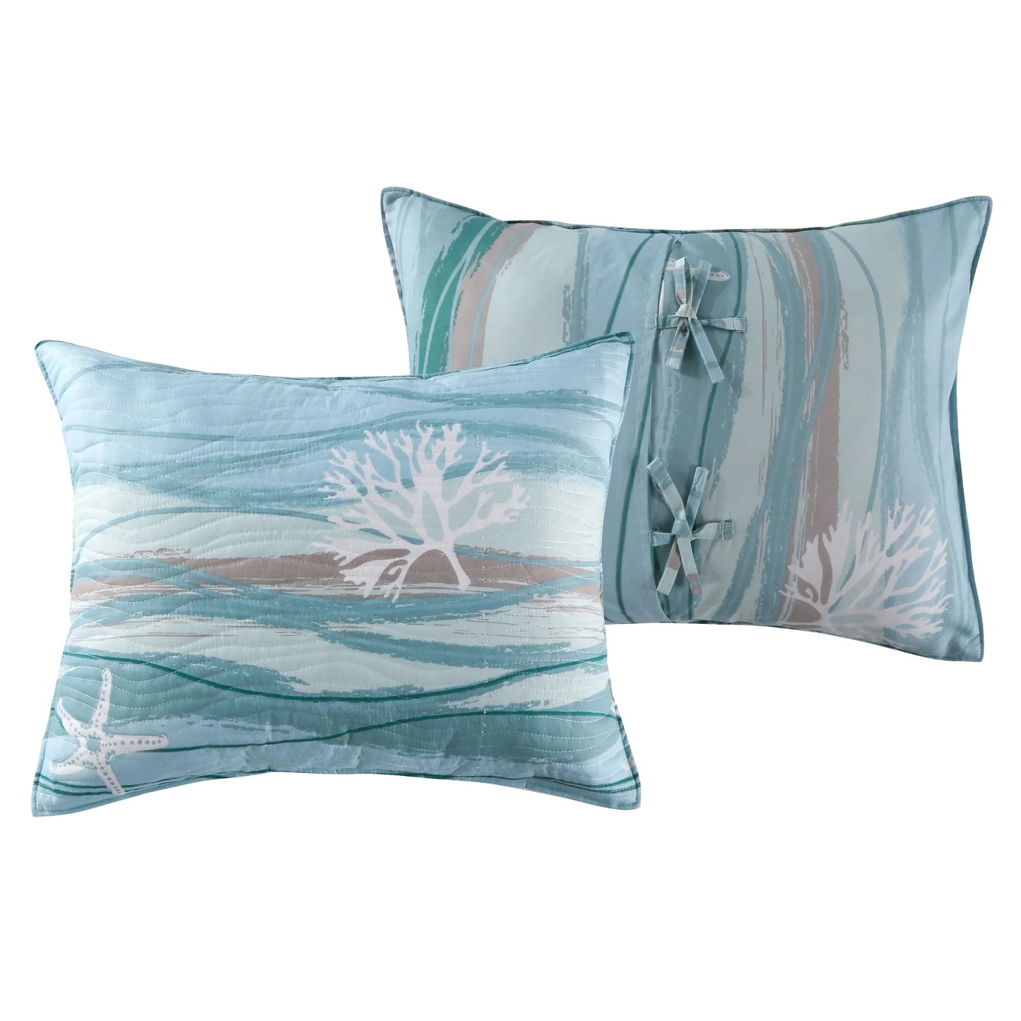 Greenland Home Fashions Maui Cotton Quilt Set with Embroideries