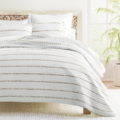 Becky Cameron All Season 3 Piece Striped Reversible Quilt Set
