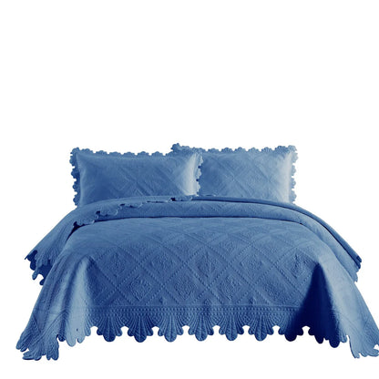 MarCielo 3Pcs 100% Cotton Oversized Quilt Bedspread Coverlet Set TK