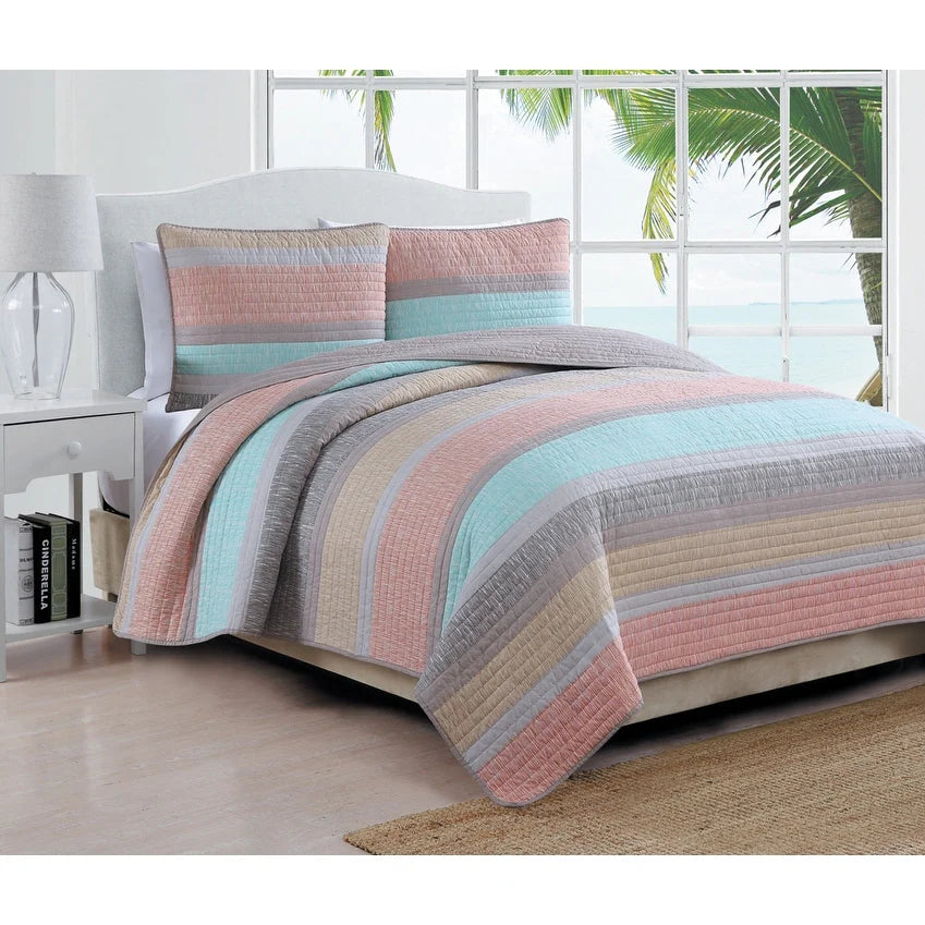 Estate Collection Delray Striped Quilt Set