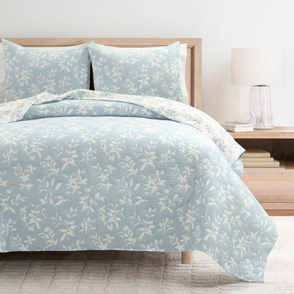 Lush Decor Floral Jacquard Reversible Soft Matelasse Quilt 3-Piece Set