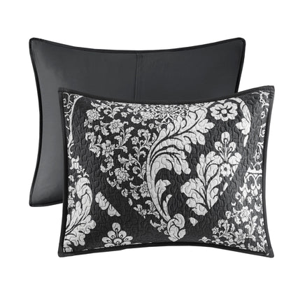 Madison Park Marcella 6 Piece Printed Cotton Quilt Set with Throw Pillows