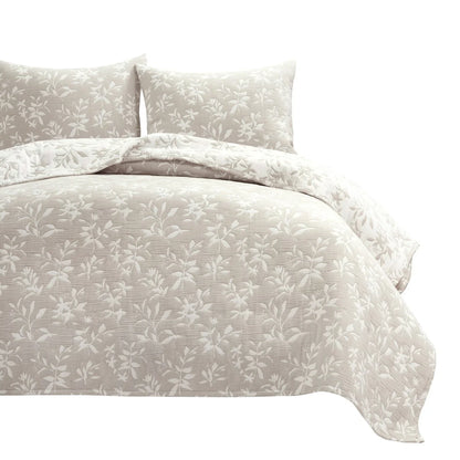 Lush Decor Floral Jacquard Reversible Soft Matelasse Quilt 3-Piece Set