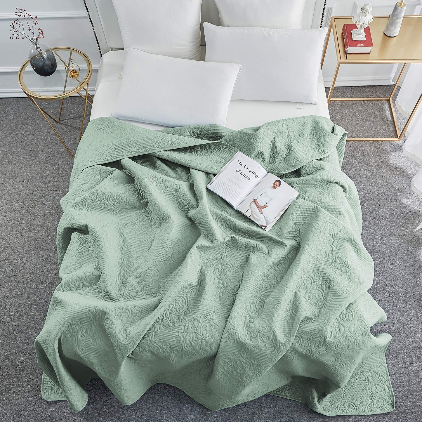Sophia & William Bed Quilt Bedspread Coverlet - Reversible, Lightweight