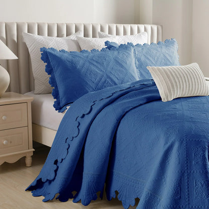 MarCielo 3Pcs 100% Cotton Oversized Quilt Bedspread Coverlet Set TK