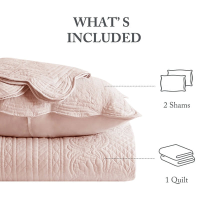 Madison Park Marino 3 Piece Reversible Scalloped Edge Quilt Set