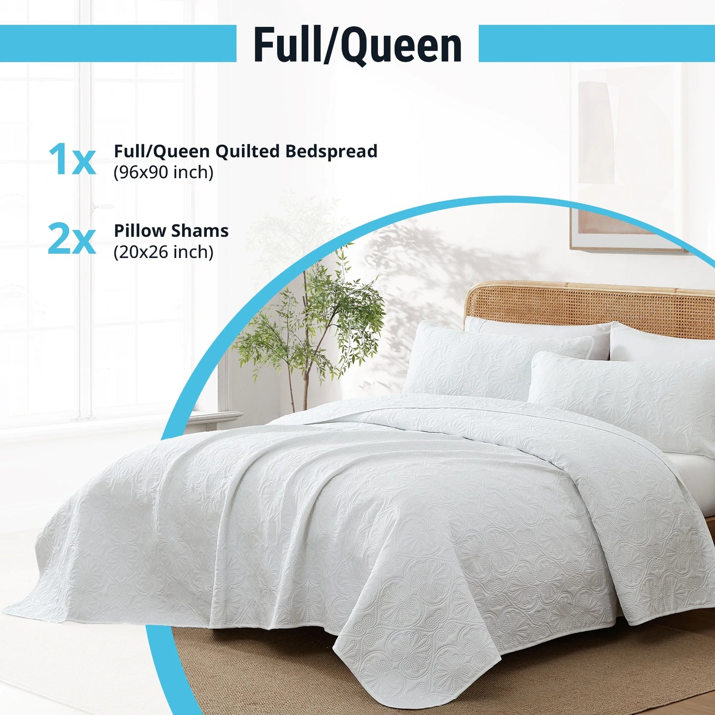HLC.ME Benji - 3 Piece Size Quilt Set, Lightweight Bedspread Coverlet Set
