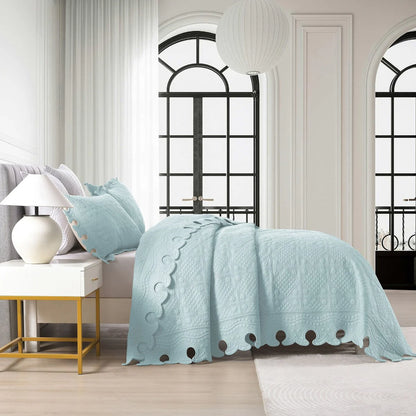 MarCielo 3PCS 100% Cotton Oversized Bedspread Set Coverlet Quilt Set TW