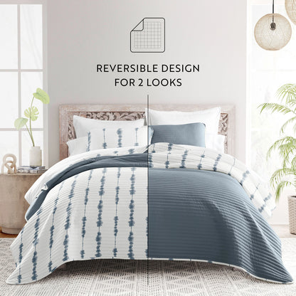 Becky Cameron All Season 3pc Shibori Reversible Quilt Set with Shams