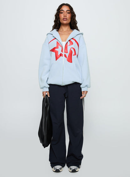 Starblazer Zip Up Graphic Hoodie Blue / Red