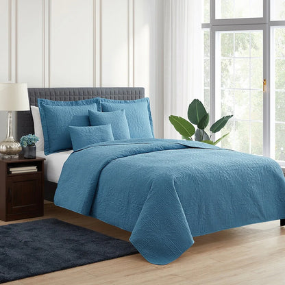 Clara Clark Bedspread Quilt Set - Grid Weave Pinsonic Lightweight Coverlet Set