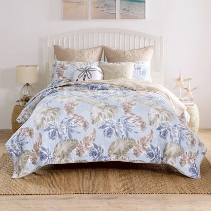 Greenland Home Fashions Tropics Finely Stitched Palm Leaf Reversible Quilt Set