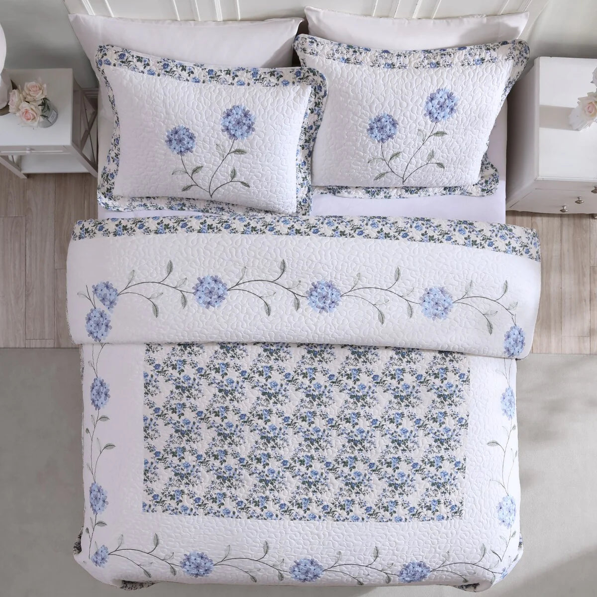 Carnation Embroidered Bedspread