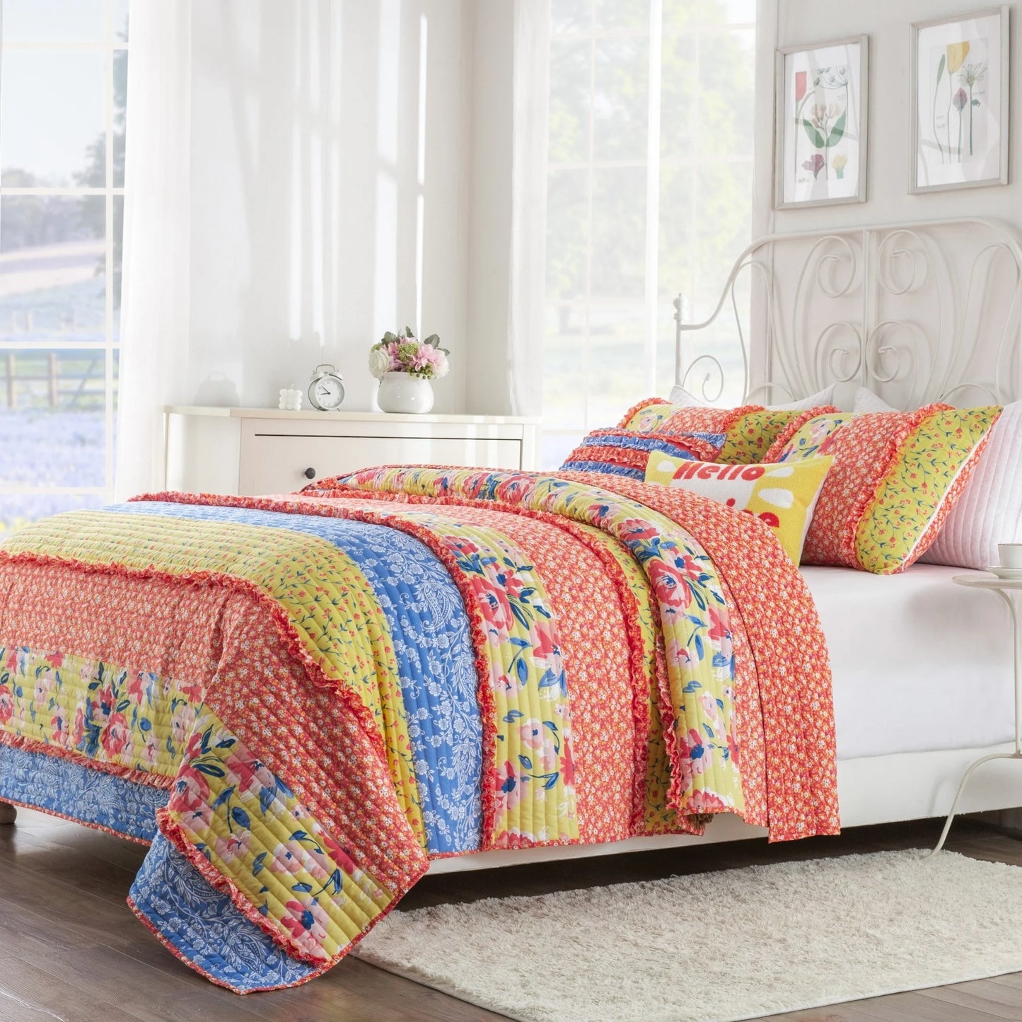 Greenland Home Fashions Skylar Ruffle-Embellished Quilt and Pillow Sham Set