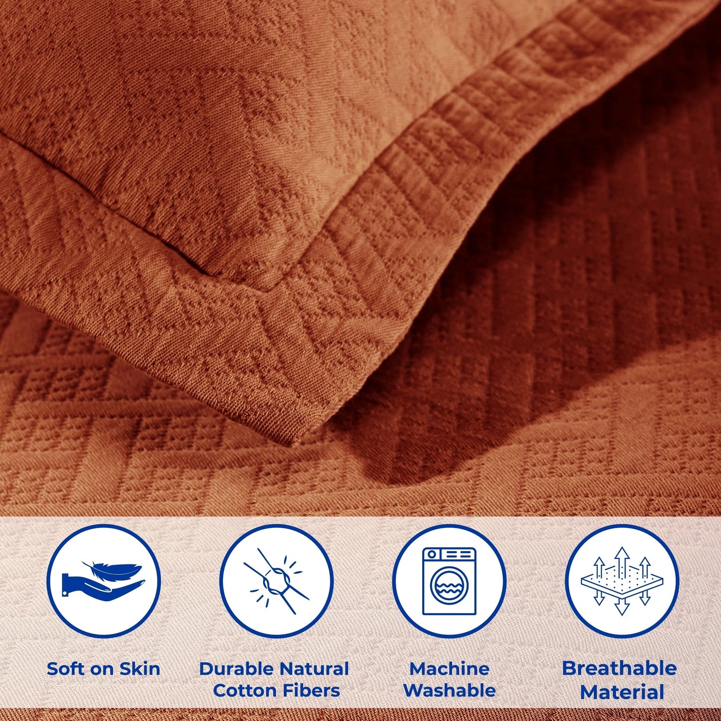 Superior Basketweave Cotton Decorative Bedspread Set