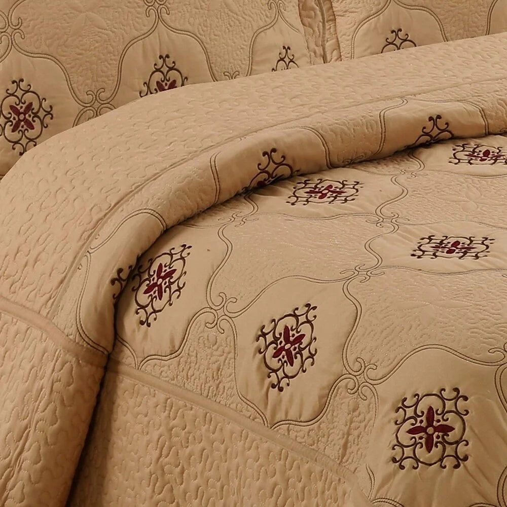 Porch & Den Heceta Embroidered 3-piece Bed Coverlet Set