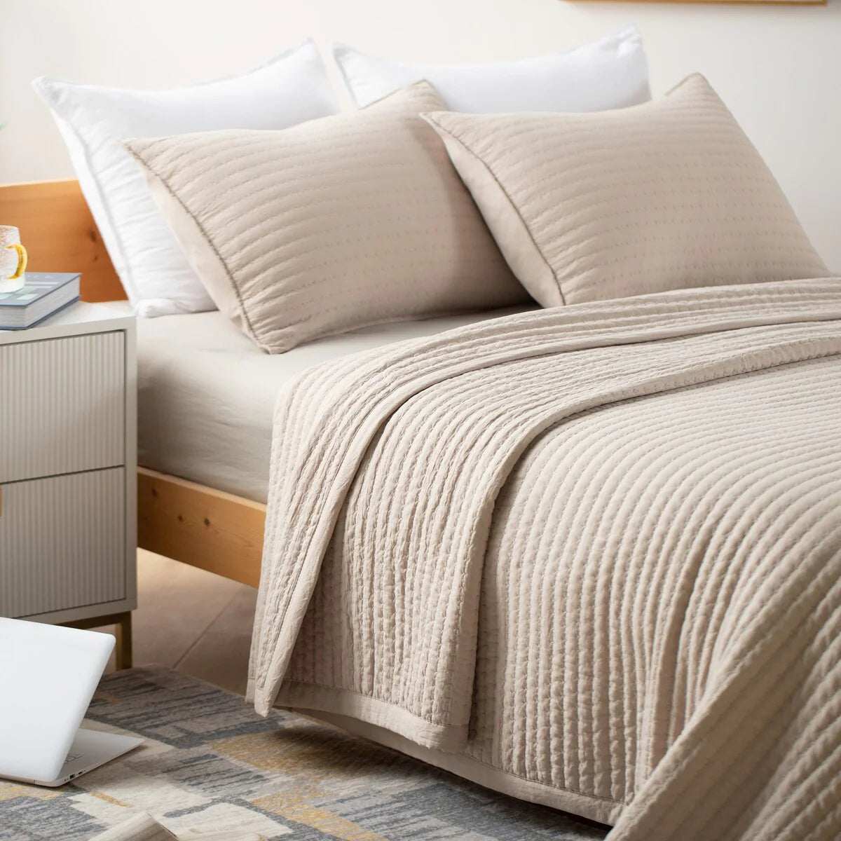 KASENTEX Quilt Set Soft Bedspread - Light Weight, Stone Washed, Down Alternative Fill, Machine Washable