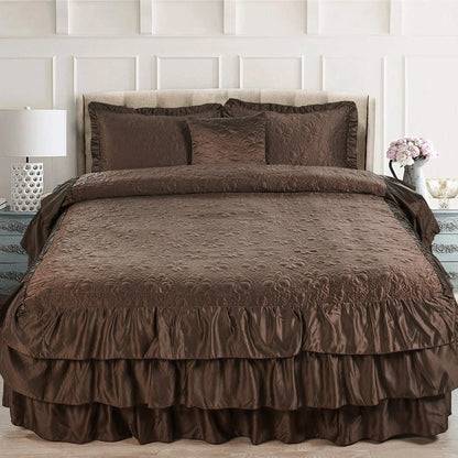 Serent Matte Satin Ruffle Bedspread Set