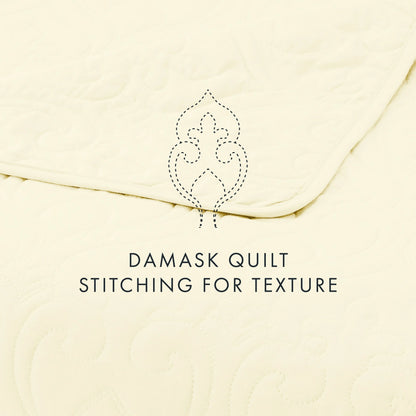 Soft Essentials Premium Ultra Soft Damask Pattern Quilted Coverlet Set