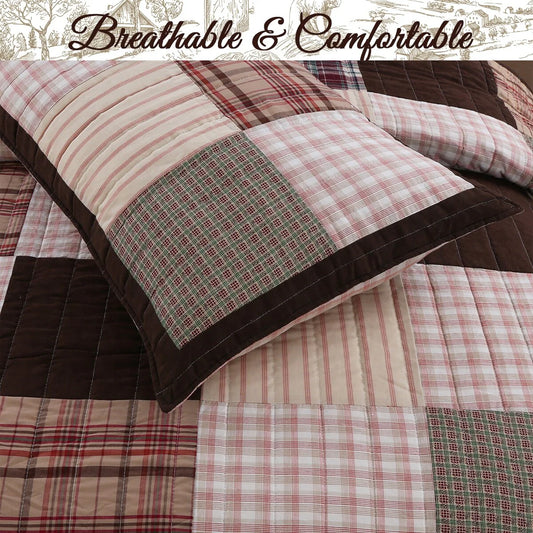 Cozy Line Brody Plaid Patchwork Reversible Quilt Bedding Set