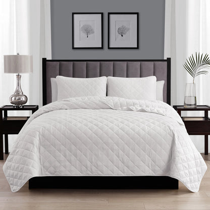 Modern Ultra Soft Microfiber Traditional Diamond Quilting Coverlet Quilt Set