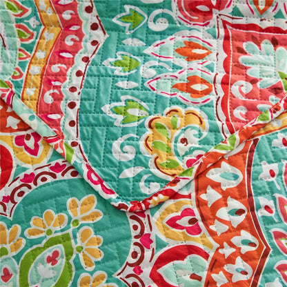 3 Piece European Gorgeous Floral Quilt Set Reversible Bedspread