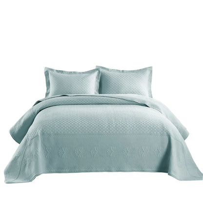 MarCielo 3 Piece Embroidered 100% Cotton Oversized Quilt Bedspread Set TM