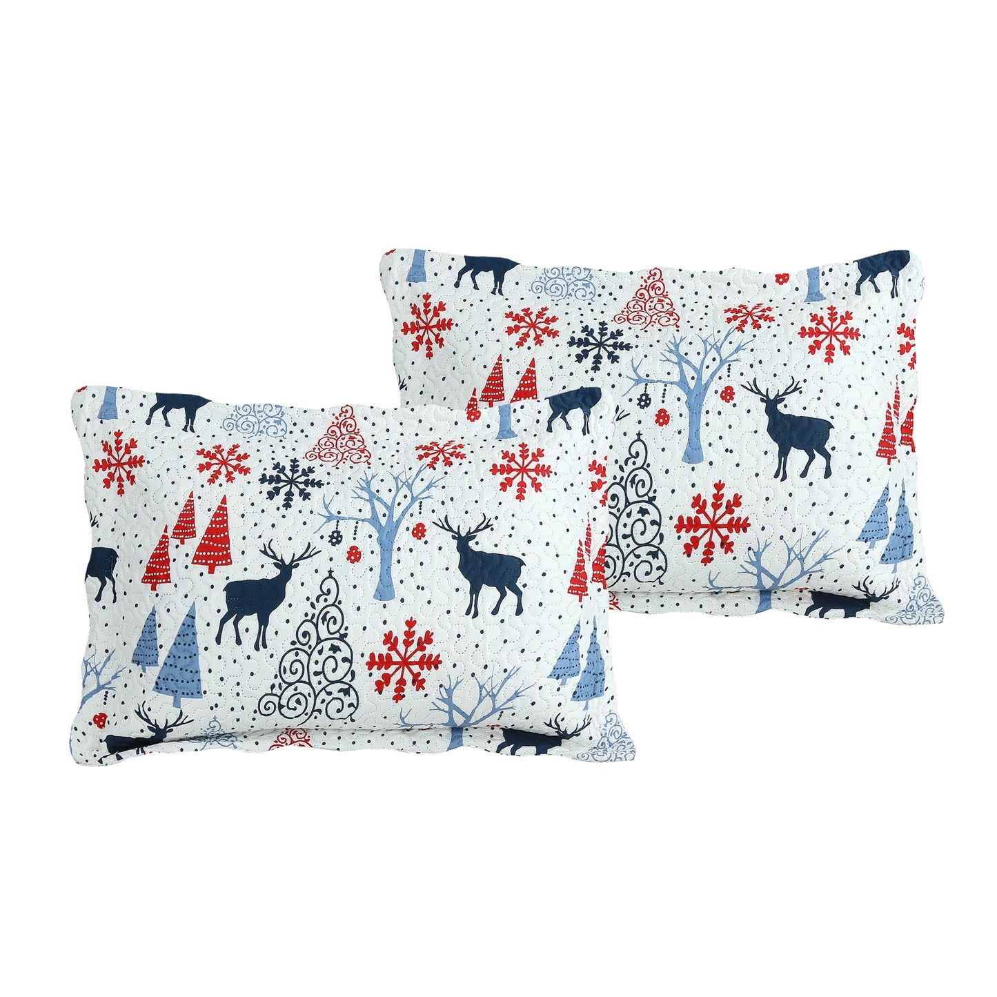 Printed Embossed Pinsonic Coverlet Bedspread Ultra Soft Bedspread Coverlet Christmas Quilt Set, Xmas Reindeer and Tree