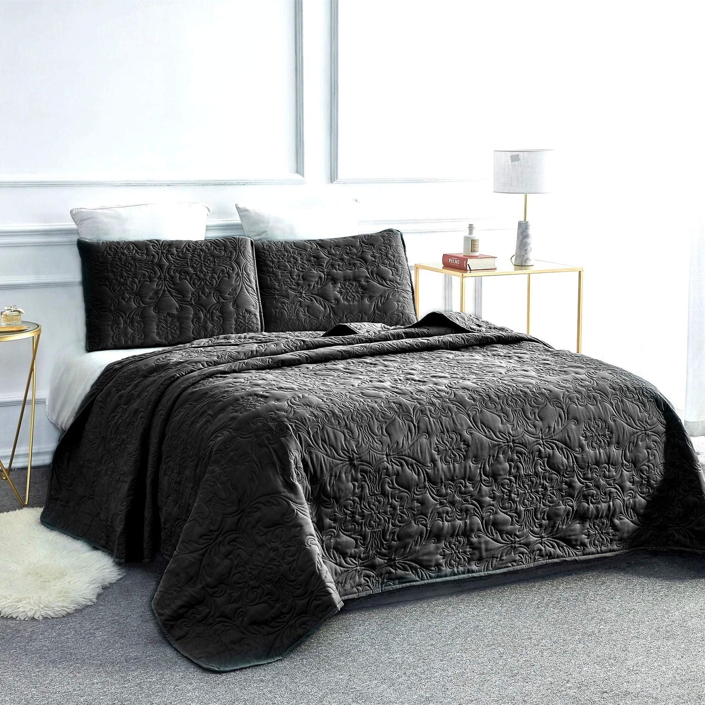 Sophia & William 2/3 Pieces Quilt Set, Reversible Microfiber Bedding Bedspread Coverlet Set
