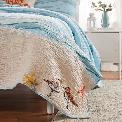 Greenland Home Fashions Maui Cotton Quilt Set with Embroideries