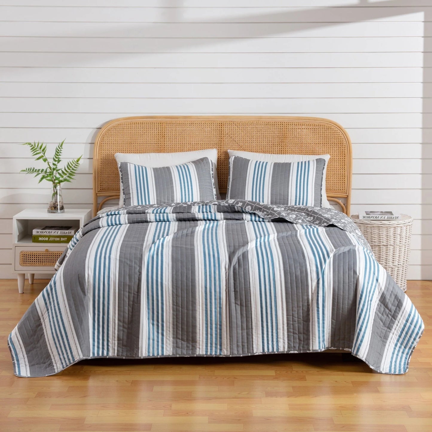 Linery & Co. Coastal Microfiber Quilt Set With Shams.
