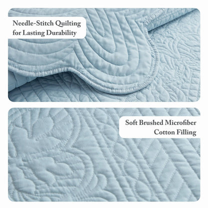 Madison Park Marino 3 Piece Reversible Scalloped Edge Quilt Set