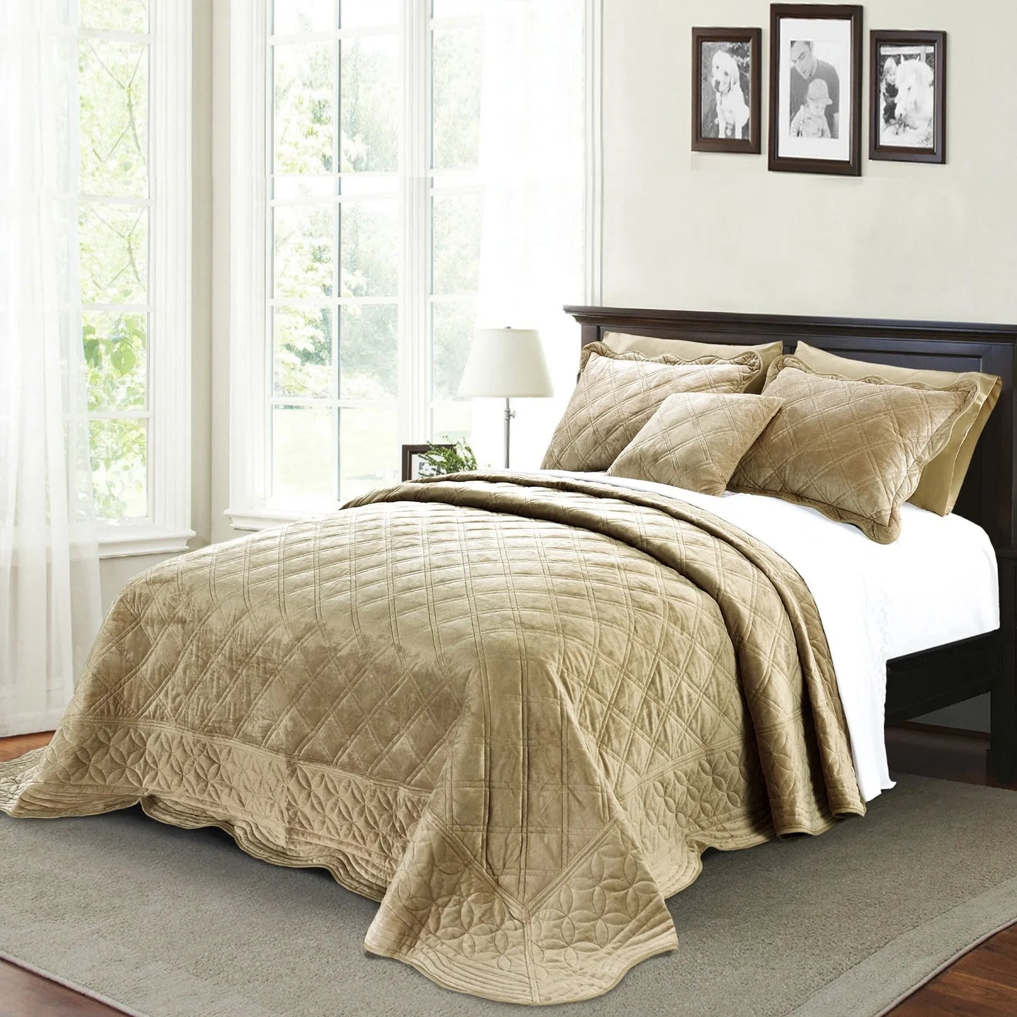 Serenta Supersoft Microplush Quilted 4 Pieces Bedspread Coverlet Set