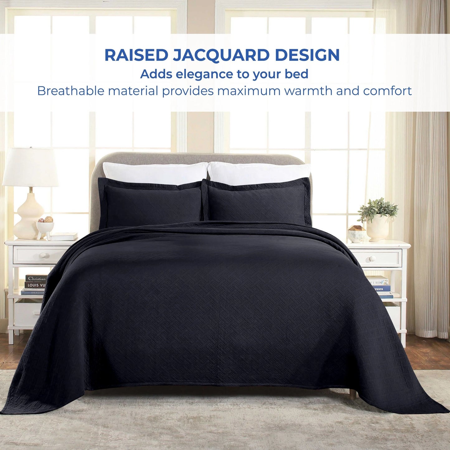 Superior Basketweave Cotton Decorative Bedspread Set