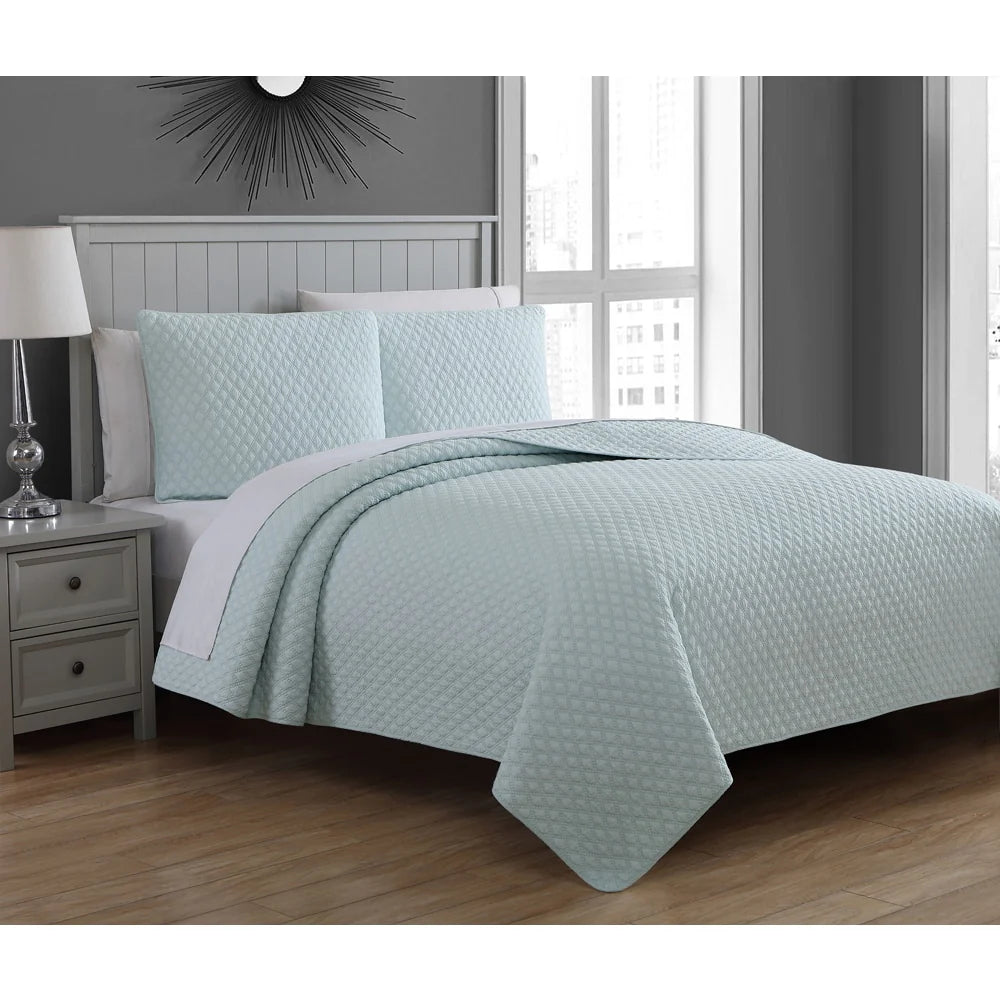Copper Grove Verbena Diamond Stitch Cotton Quilt Set