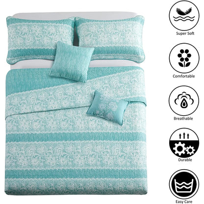 Serenta Emma 5 Piece Printed Quilt Bedspread Coverlet Set